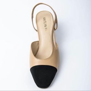 Kaitlyn Pan two tone toe cap slingback san…
